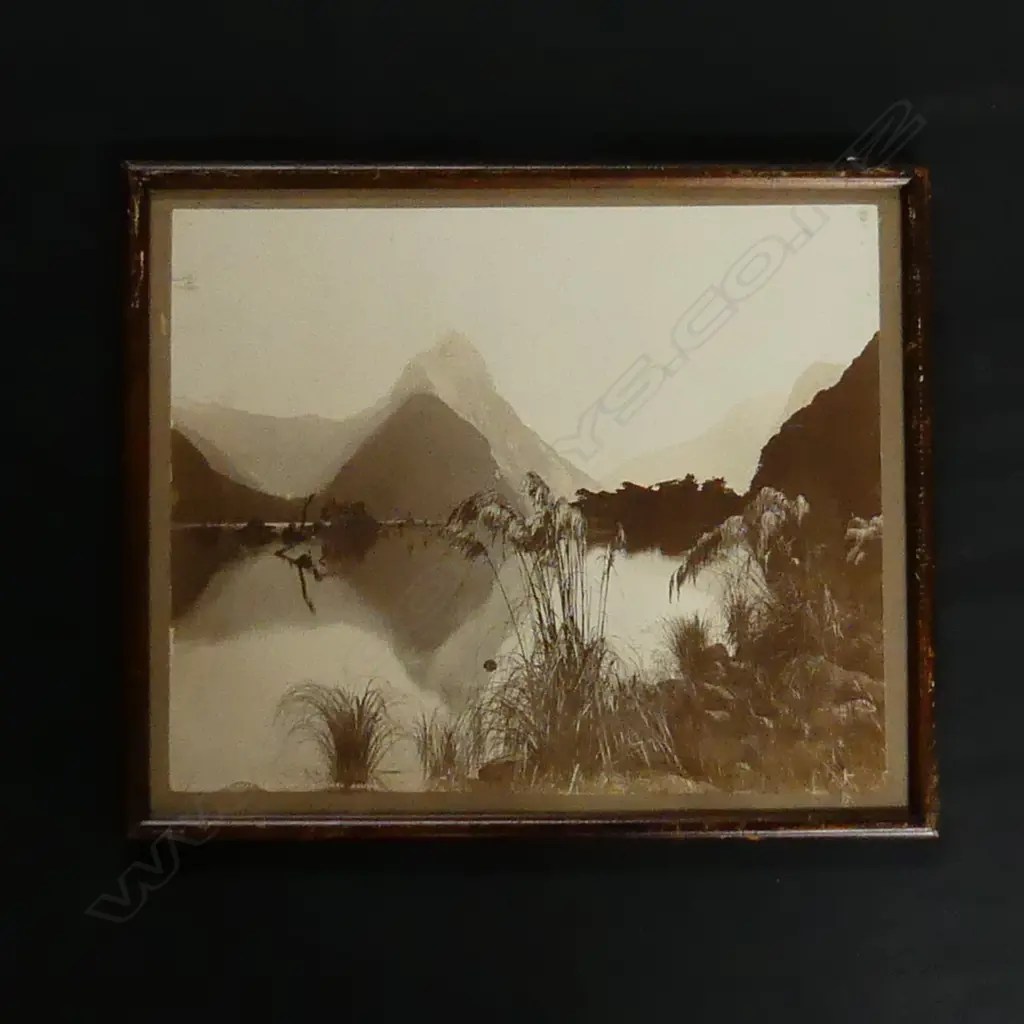 COLONIAL B & W PHOTO '174 MITRE PEAK (5560FEET) MILFORD SOUND' 230 x 280mm. Framed Image 1++